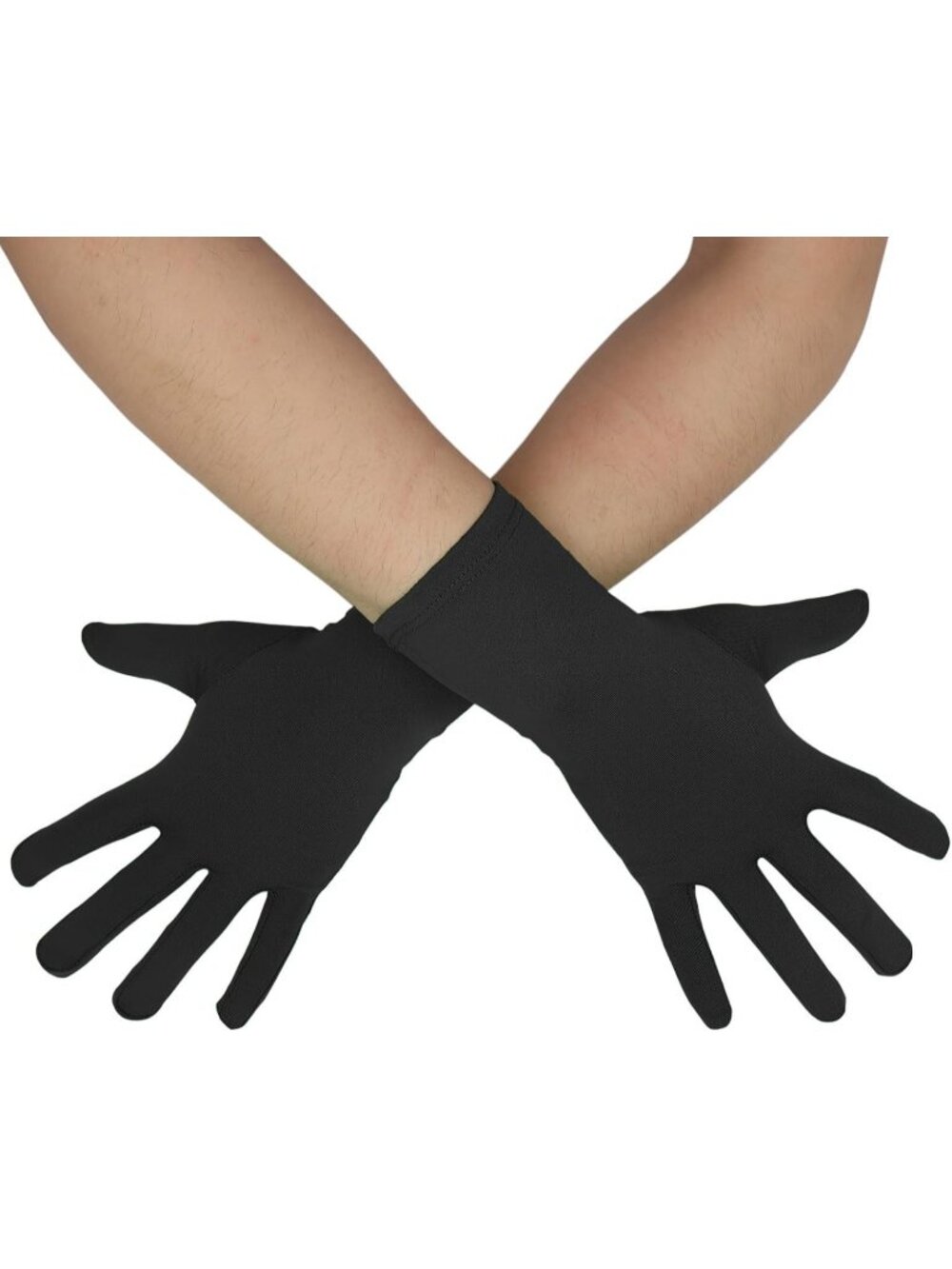 Women's Black Banquet Party For Halloween Stretchy Spandex Costume Gloves